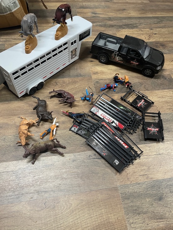 Pbr Other - PBR Kids Toy Rodeo Playset with White Horse Trailer and Black Pickup Truck